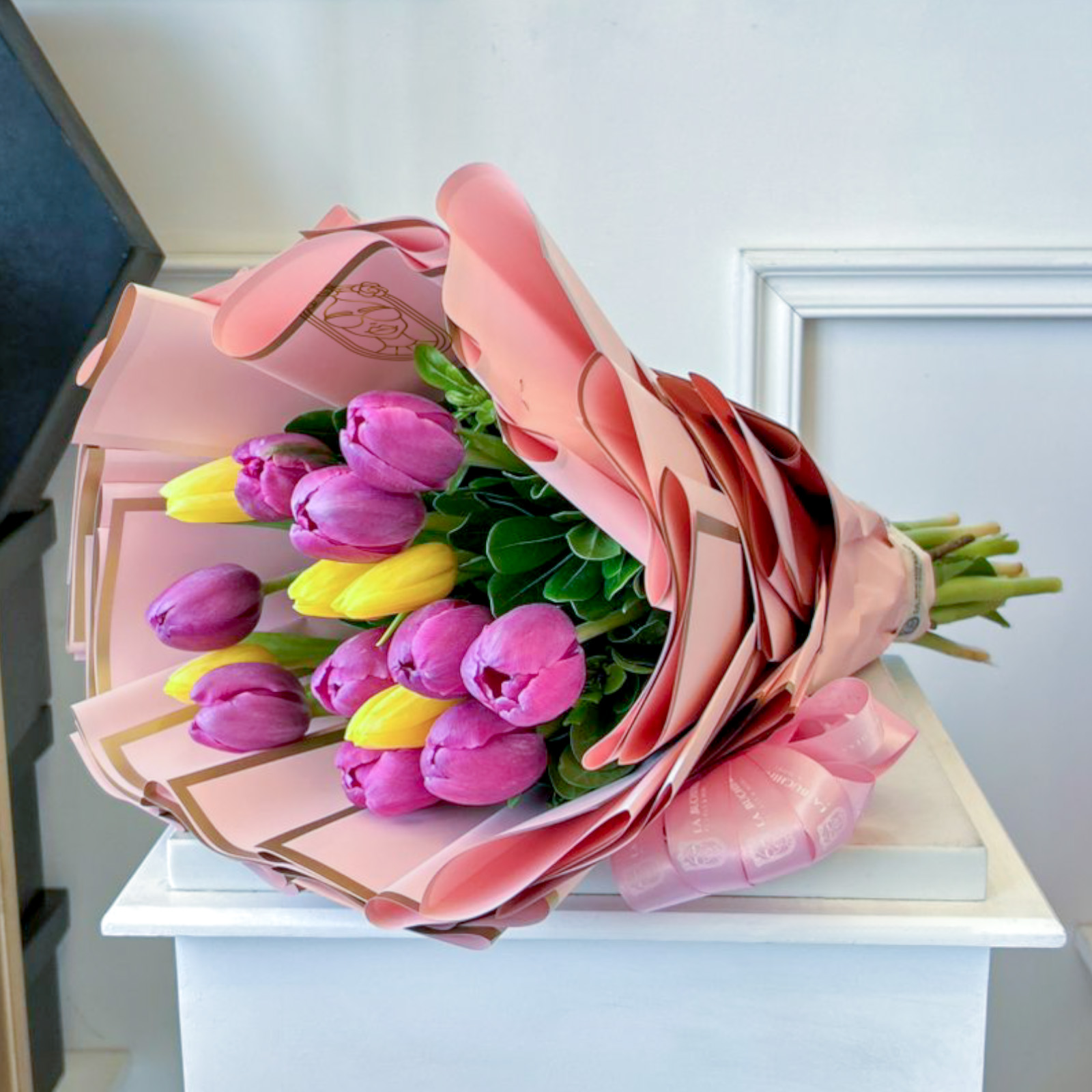 Buchi "TULIPS BOUQUET" purple & yellow 15