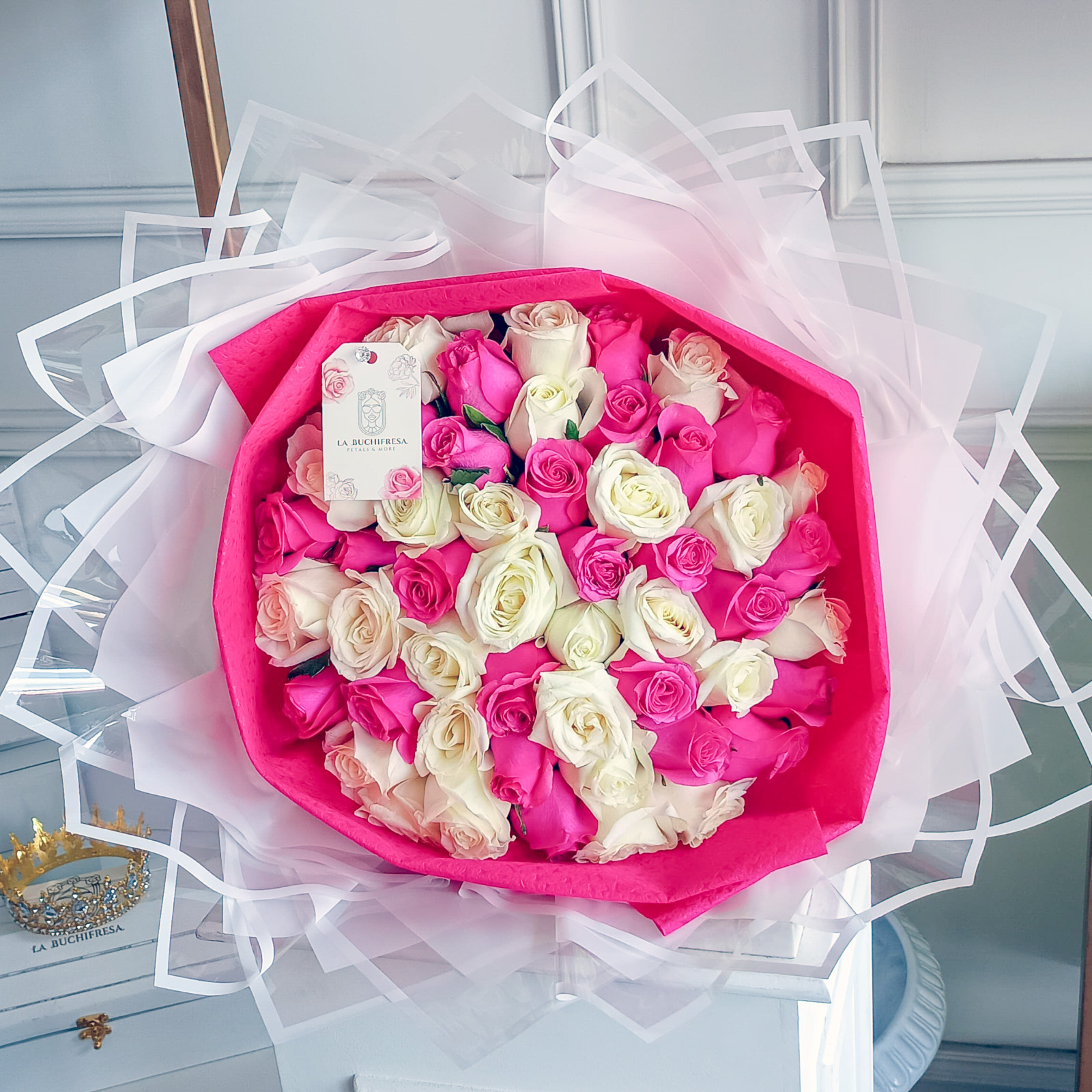 Buchi "BOUQUET" fucsia & white 50
