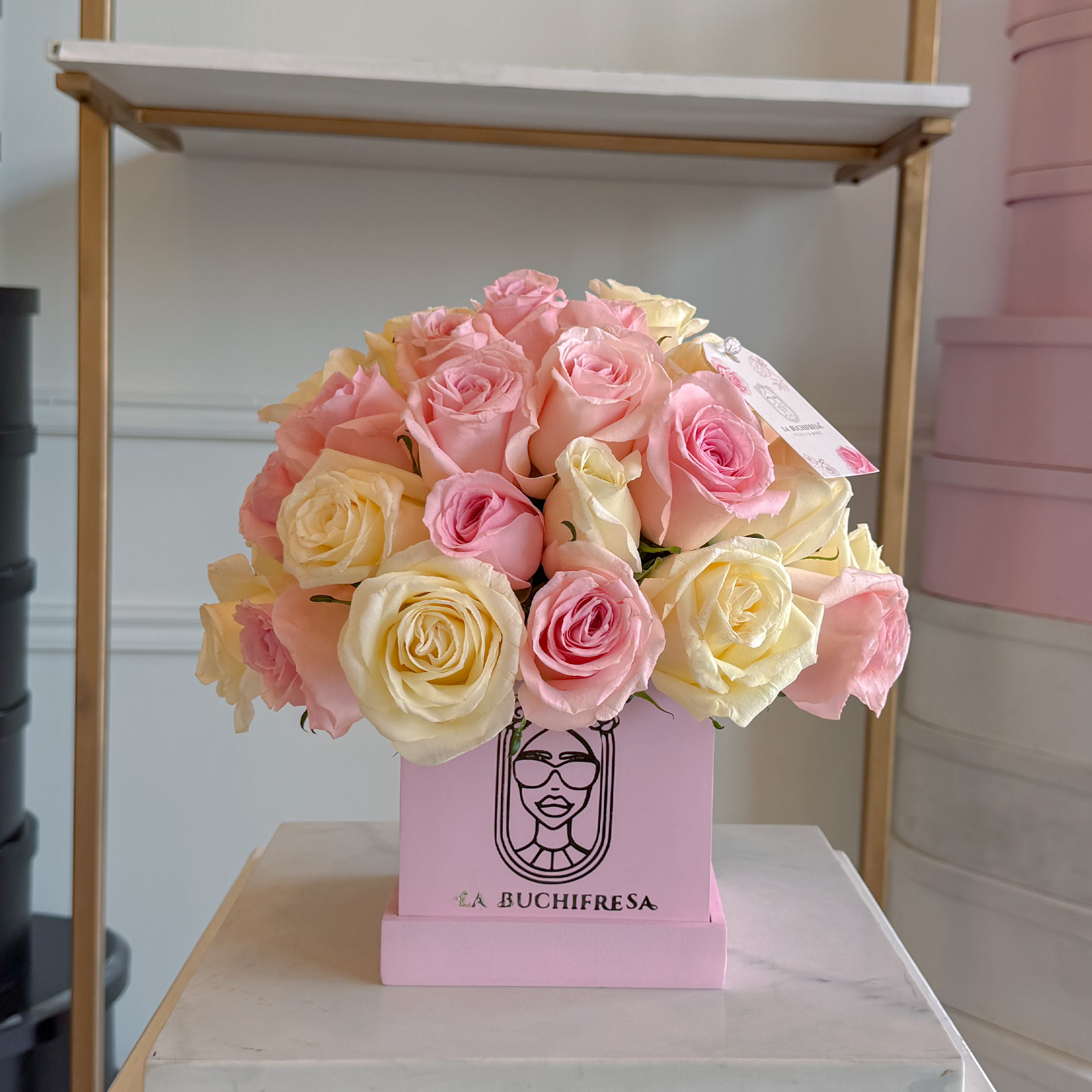 Mini BOX 24 pink & white