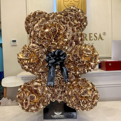 Oso GOLDEN BOY 500 rosas doradas 1